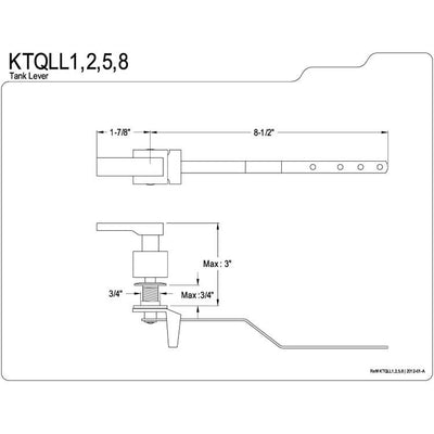 Kingston Brass Satin Nickel Executive Toilet Tank Flush Handle Lever KTQLL8