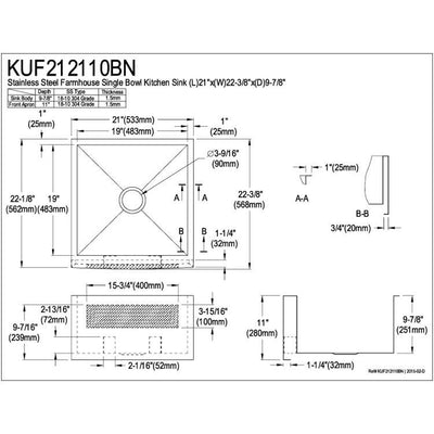 Brushed Nickel Single Bowl Farmhouse Undermount Kitchen Sink KUF212110BN