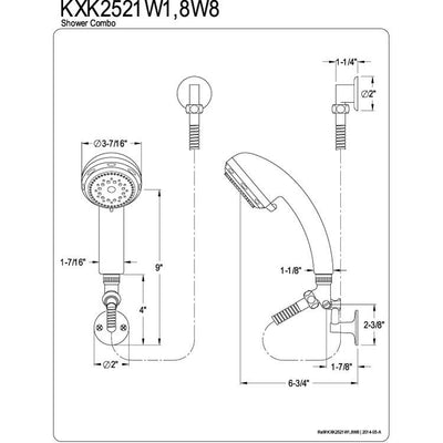 Kingston Brass Satin Nickel Wall Handheld Shower head faucet Combo KXK2528W8