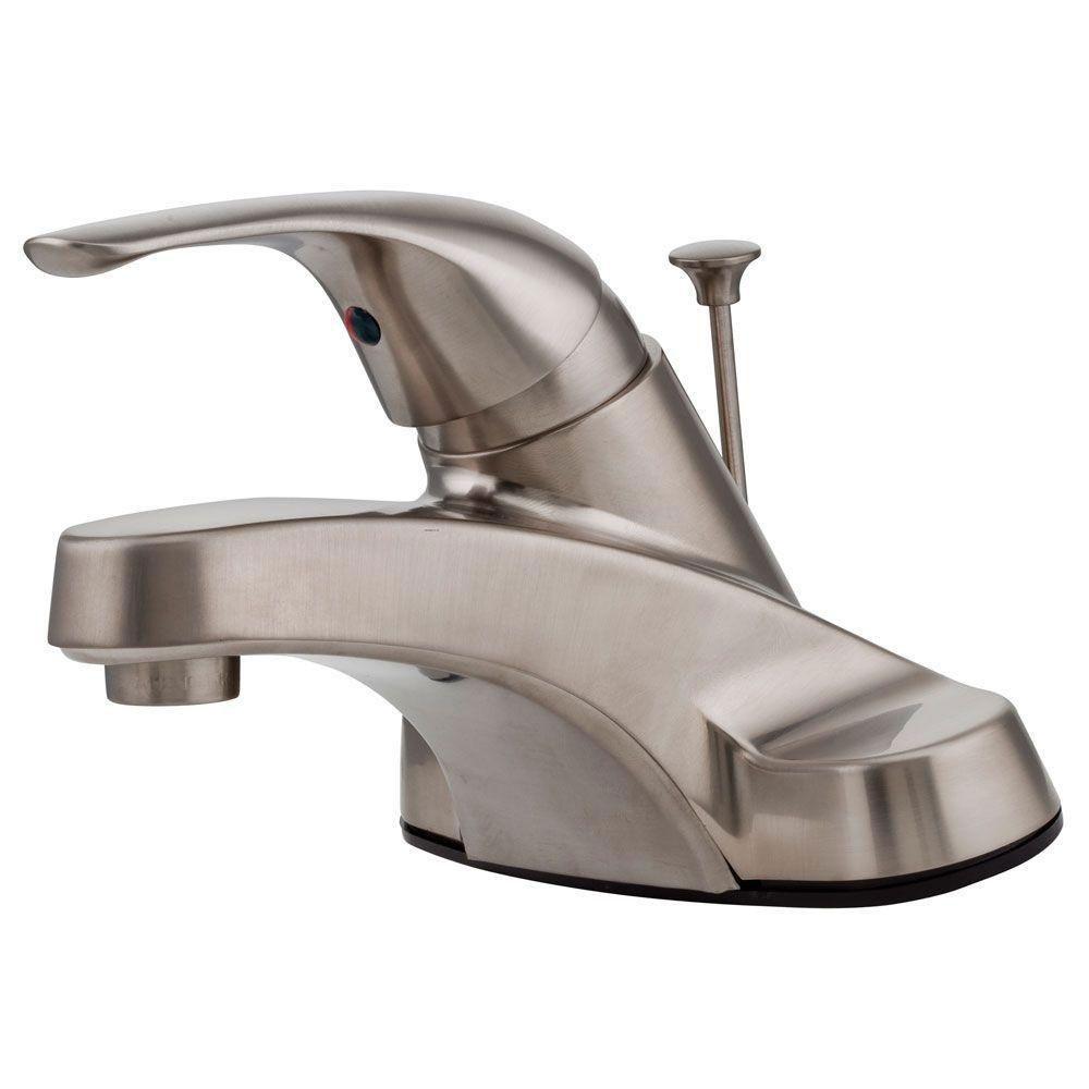 Price Pfister Pfirst Series 4 inch Centerset 1-Handle Bathroom Faucet in Brushed Nickel 519614