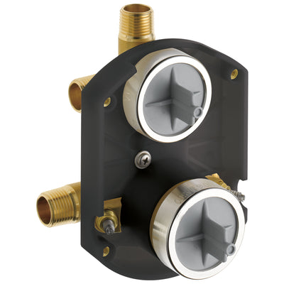 Delta Pivotal Matte Black Finish 14 Series Integrated 6 Function Diverter Modern Shower System Control Includes Valve and Handles D3740V