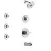 Delta Compel Chrome Finish Tub and Shower System with Control Handle, 3-Setting Diverter, Showerhead, and 3 Body Sprays SS144611