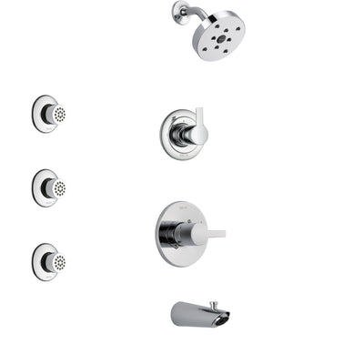 Delta Compel Chrome Finish Tub and Shower System with Control Handle, 3-Setting Diverter, Showerhead, and 3 Body Sprays SS144611