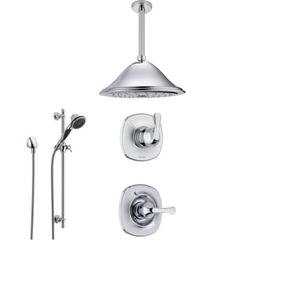 Delta Addison Chrome Shower System with Normal Shower Handle, 3-setting Diverter, Large Ceiling Mount Showerhead, and Handheld Shower SS149282