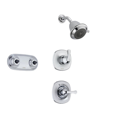 Delta Addison Chrome Shower System with Normal Shower Handle, 3-setting Diverter, Showerhead, and Dual Body Spray Shower Plate SS149283