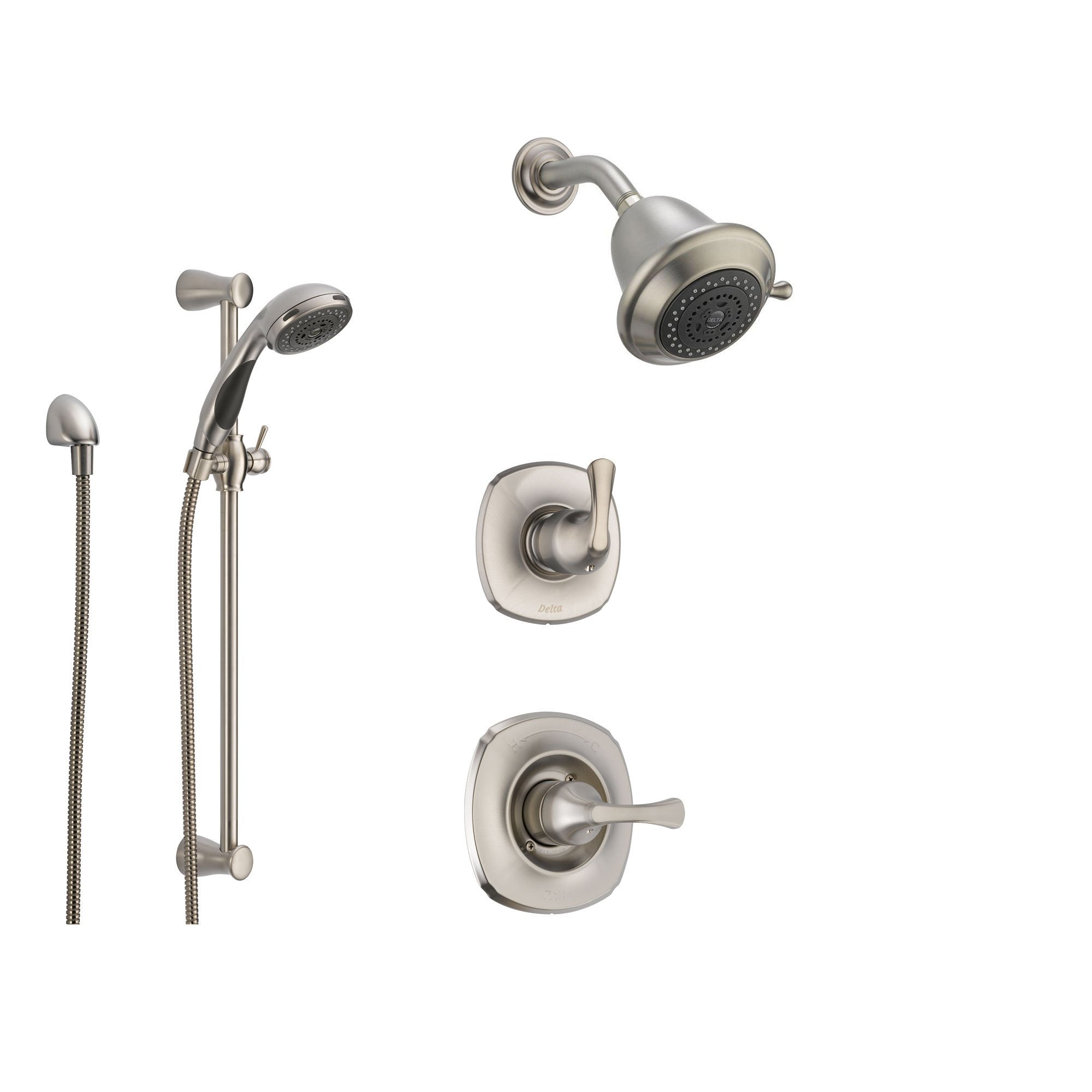 Delta Addison Stainless Steel Shower System with Normal Shower Handle, 3-setting Diverter, Showerhead, and Handheld Shower Spray SS149284SS