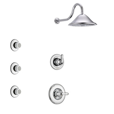 Delta Linden Chrome Finish Shower System with Control Handle, 3-Setting Diverter, Showerhead, and 3 Body Sprays SS14945
