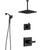 Delta Pivotal Matte Black Finish Modern Shower Faucet System with Large Square Ceiling Mount Rain Showerhead and SureDock Hand Sprayer SS14993BL8