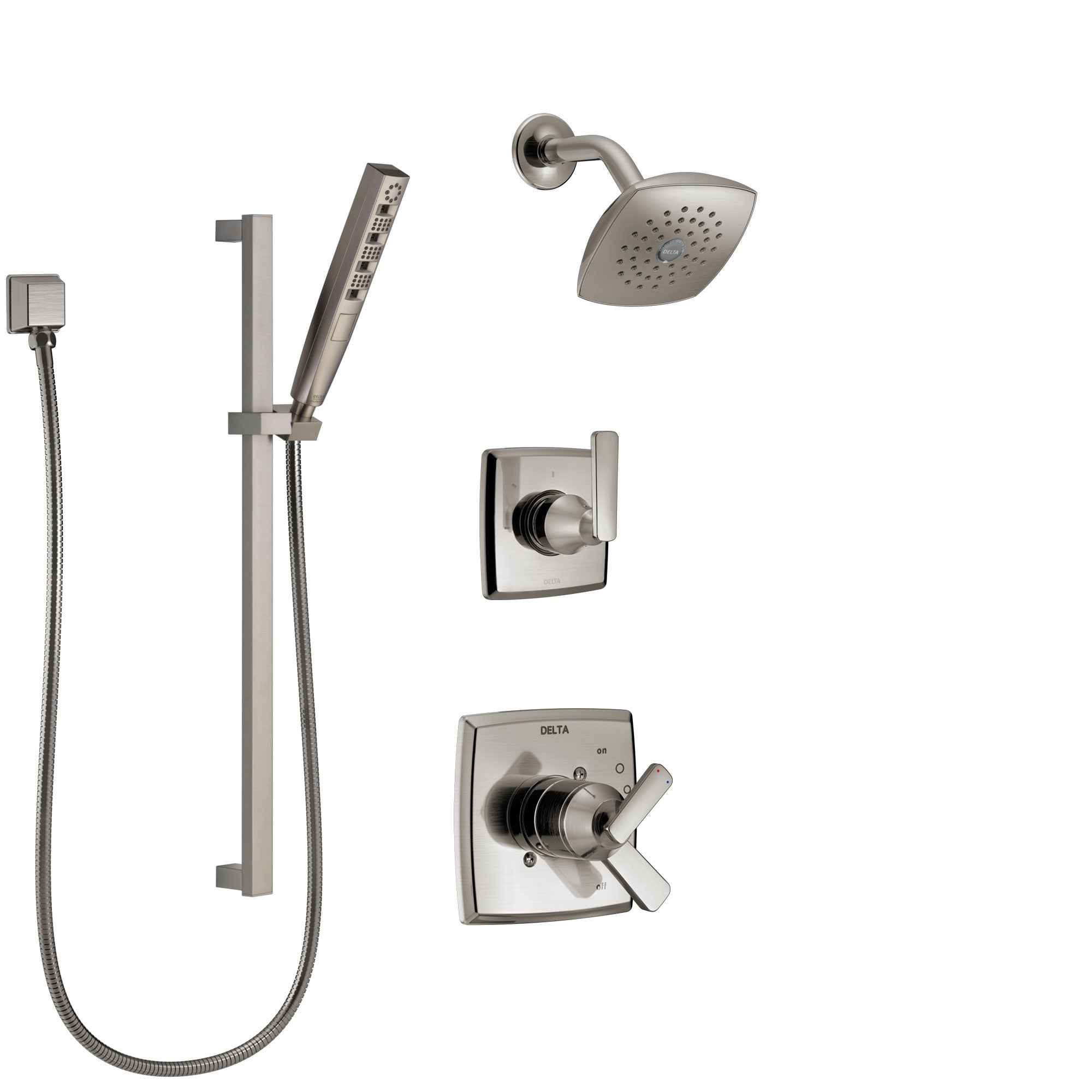 Delta Ashlyn Stainless Steel Finish Shower System with Dual Control Handle, 3-Setting Diverter, Showerhead, and Hand Shower with Slidebar SS17264SS5