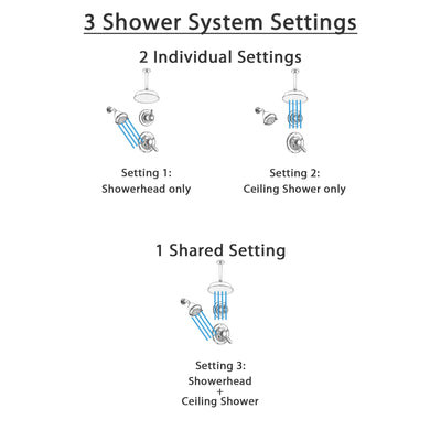 Delta Lahara Chrome Shower System with Dual Control Shower Handle, 3-setting Diverter, Large Ceiling Mount Rain Showerhead, and Wall Mount Showerhead SS173883