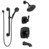 Delta Stryke Matte Black Finish Modern Tub and Shower System with Diverter, Grab Bar Mount Hand Shower, and Multi-Setting Showerhead SS174763BL1