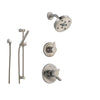 Delta Compel Stainless Steel Shower System with Dual Control Shower Handle, 3-setting Diverter, Modern Showerhead, and Handheld Shower Stick SS176184SS