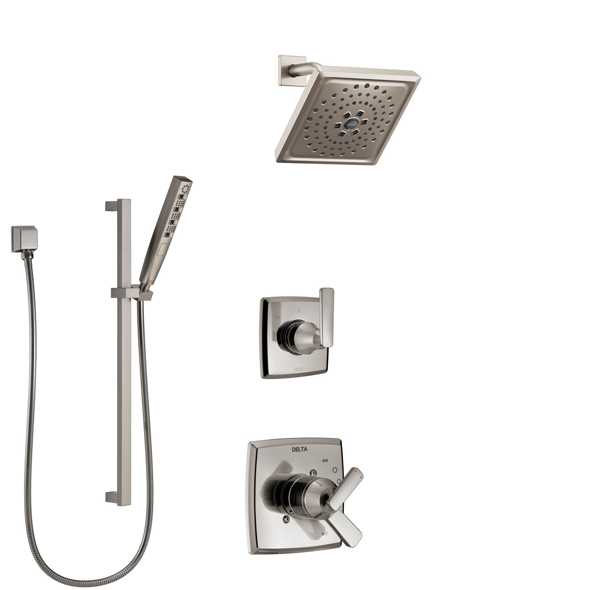 Delta Ashlyn Stainless Steel Finish Shower System with Dual Control Handle, 3-Setting Diverter, Showerhead, and Hand Shower with Slidebar SS1764SS6