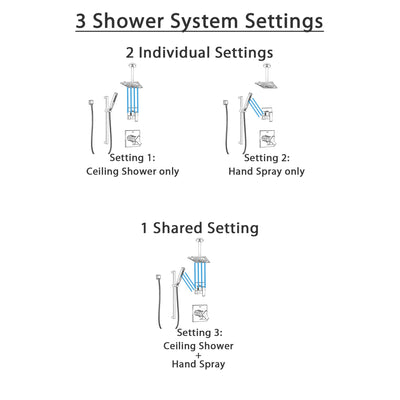 Delta Ara Chrome Finish Shower System with Dual Control Handle, 3-Setting Diverter, Ceiling Mount Showerhead, and Hand Shower with Slidebar SS17675