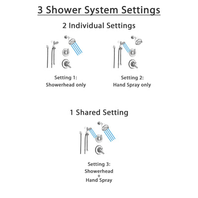 Delta Linden Chrome Shower System with Dual Control Shower Handle, 3-setting Diverter, Showerhead, and Hand Held Shower SS179483