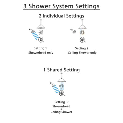 Delta Linden Chrome Shower System with Dual Control Shower Handle, 3-setting Diverter, Large Ceiling Mount Rain Shower Head, and Wall Mount Showerhead SS179485