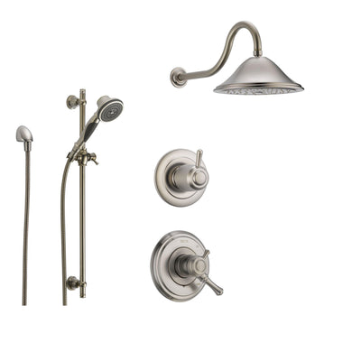 Delta Cassidy Stainless Steel Shower System with Dual Control Shower Handle, 3-setting Diverter, Large Rain Showerhead, and Handheld Shower SS179782SS