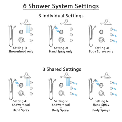 Delta Cassidy Dual Thermostatic Control Stainless Steel Finish Shower System, Diverter, Showerhead, 3 Body Sprays, Grab Bar Hand Spray SS17T2971SS1