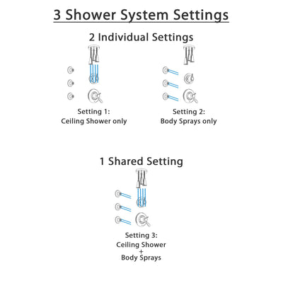 Delta Lahara Dual Thermostatic Control Handle Stainless Steel Finish Shower System, Diverter, Ceiling Mount Showerhead, and 3 Body Sprays SS17T381SS6
