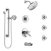 Delta Compel Chrome Dual Thermostatic Control Tub and Shower System, Diverter, Showerhead, 3 Body Sprays, and Hand Shower with Grab Bar SS17T46125