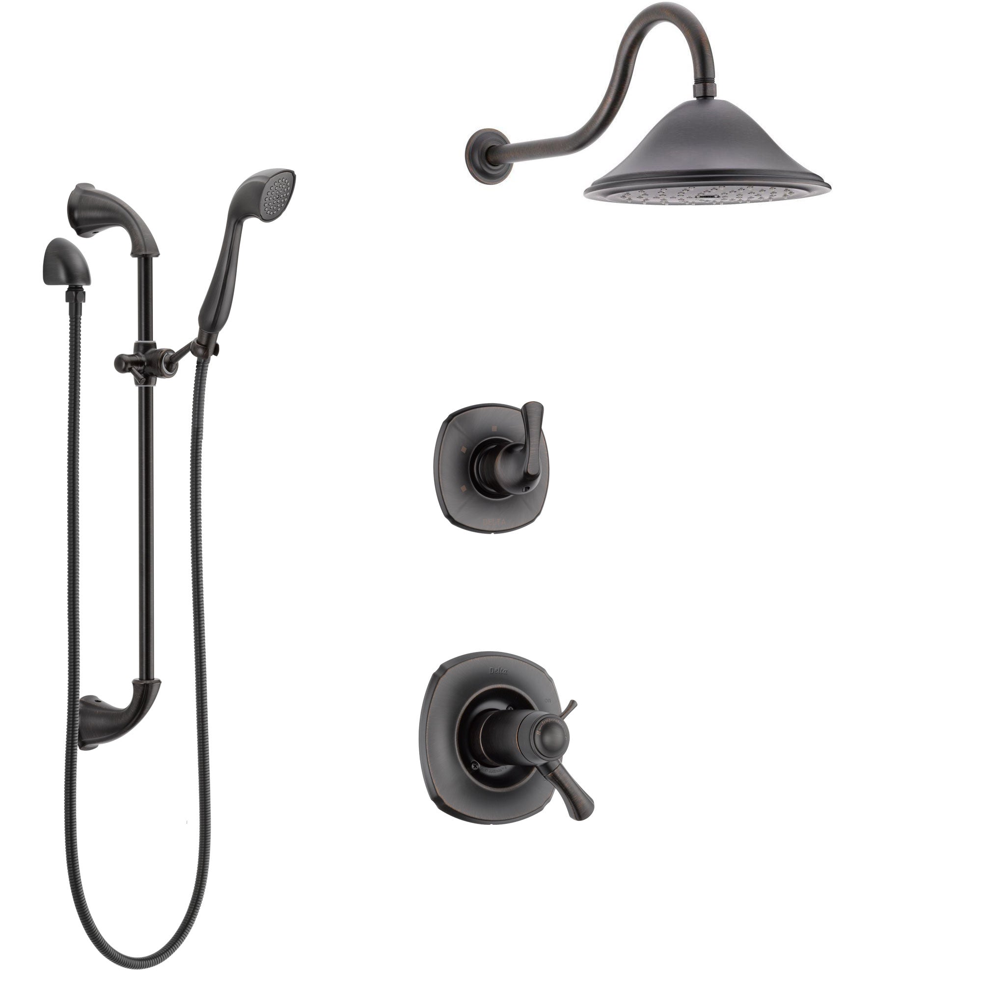 Delta Addison Venetian Bronze Shower System with Dual Thermostatic Control Handle, Diverter, Showerhead, and Hand Shower with Slidebar SS17T921RB1