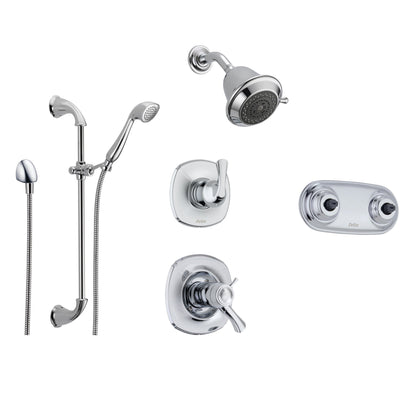 Delta Addison Chrome Shower System with Thermostatic Shower Handle, 6-setting Diverter, Showerhead, Handheld Shower Spray, and Dual Spray Shower Plate SS17T9292