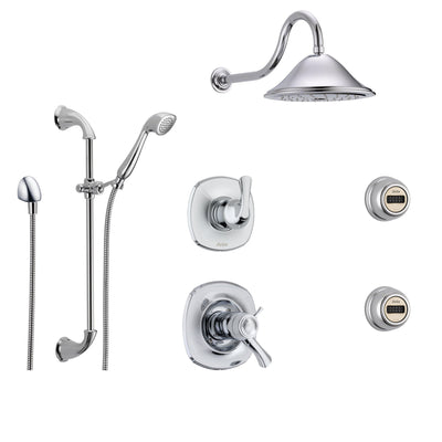 Delta Addison Chrome Shower System with Thermostatic Shower Handle, 6-setting Diverter, Large Rain Showerhead, Handheld Shower, and 2 Body Sprays SS17T9293