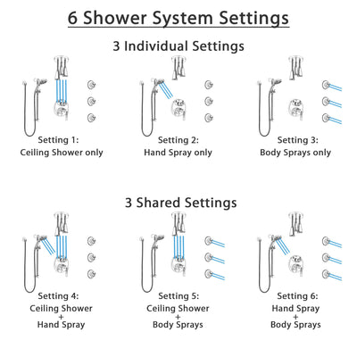 Delta Trinsic Chrome Shower System with Control Handle, Integrated Diverter, Ceiling Mount Showerhead, 3 Body Sprays, and Temp2O Hand Shower SS249595