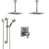 Delta Ara Dual Thermostatic Control Stainless Steel Finish Shower System, 2 Ceiling Mount Showerheads, Grab Bar Hand Spray SS27T967SS1