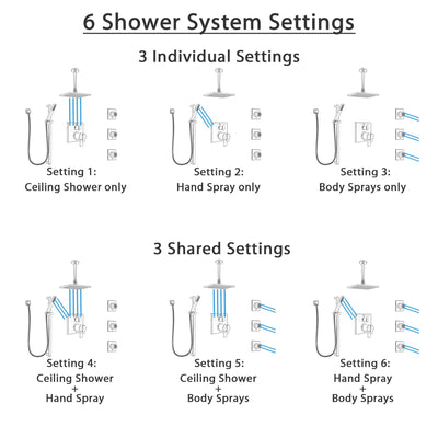 Delta Ara Dual Thermostatic Control Stainless Steel Finish Integrated Diverter Shower System, Ceiling Showerhead, 3 Body Jets, Hand Spray SS27T967SS3