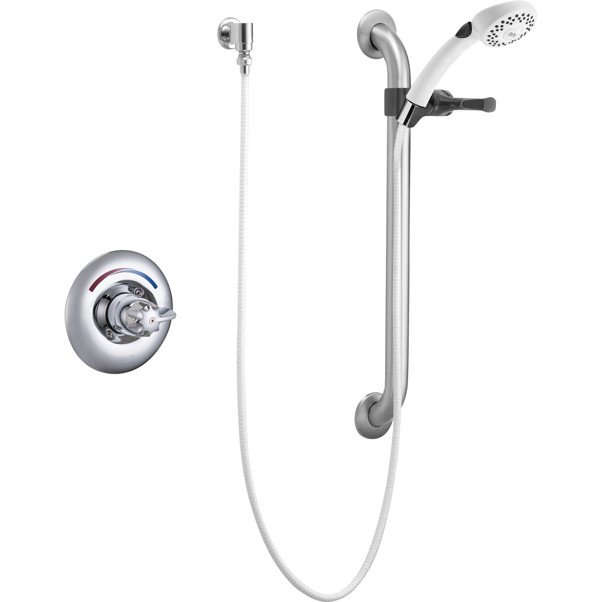 Delta Core Chrome Universal Shower Trim with Handheld Shower and Grab Bar 112273