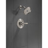 Delta Woodhurst Stainless Steel Finish Shower only Faucet Includes Single Lever Handle, Cartridge, and Valve without Stops D3517V
