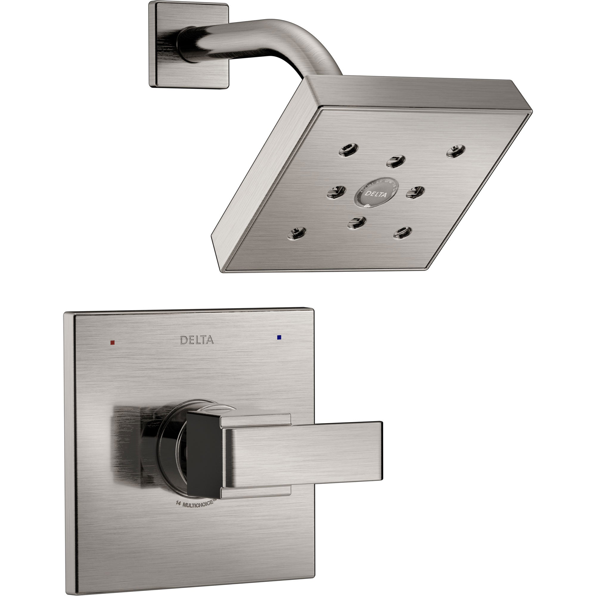 Delta Ara Modern Square 14 Series Single Handle Stainless Steel Finish Shower Only Faucet INCLUDES Rough-in Valve with Stops D1227V
