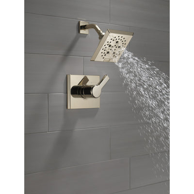 Delta Pivotal Polished Nickel Finish Monitor 14 Series Shower only Faucet Includes Single Lever Handle, Cartridge, and Valve with Stops D3476V
