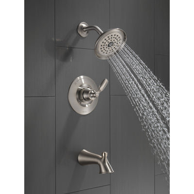 Delta Woodhurst Stainless Steel Finish Single Lever Handle Tub/Shower Combination Faucet Includes Cartridge, and Valve without Stops D3465V