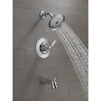 Delta Woodhurst Chrome Finish Single Lever Handle Tub/Shower Combination Faucet Includes Cartridge, and Valve with Stops D3470V