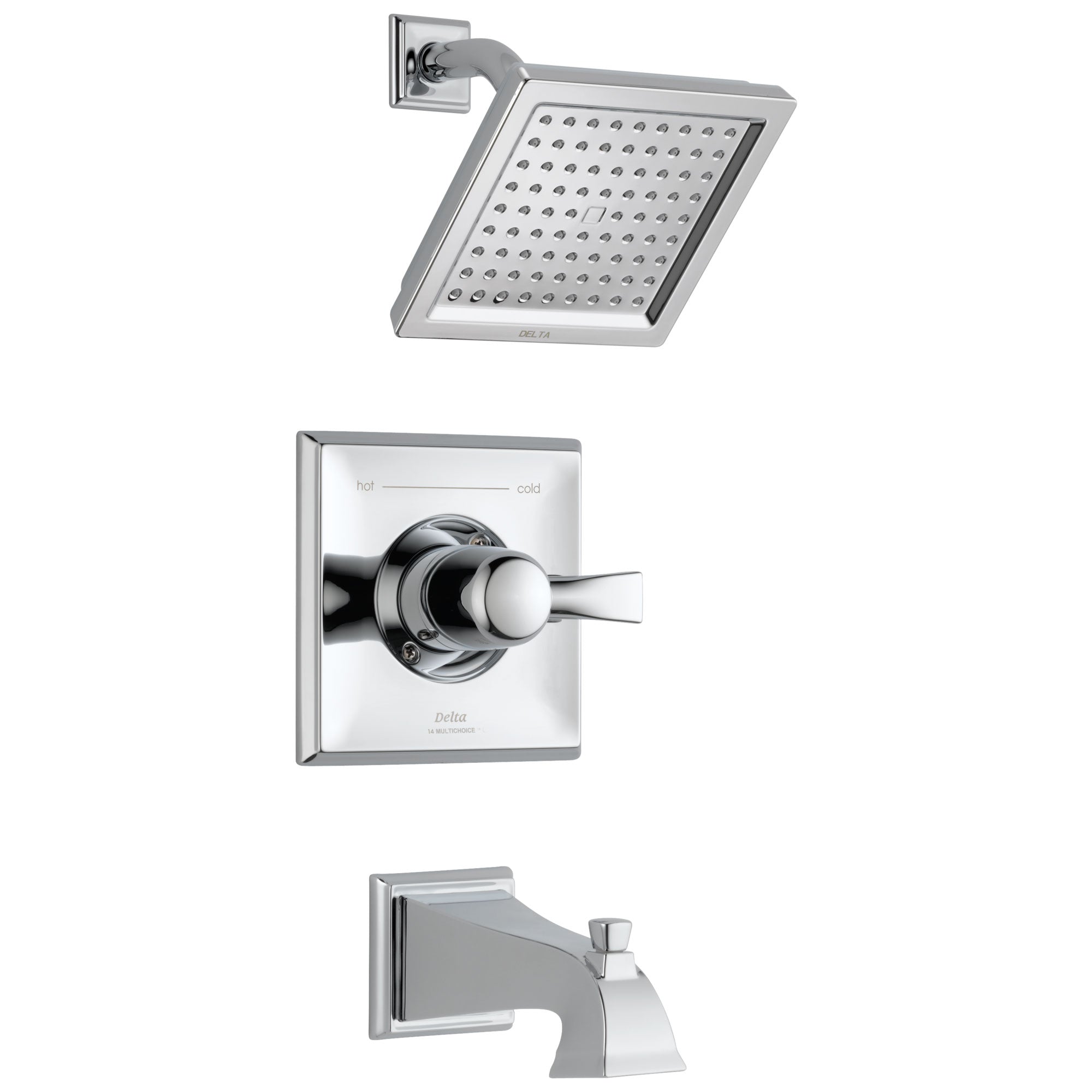 Delta Dryden Collection Chrome Finish Monitor 14 Series Water Efficient 1.75 GPM Tub and Shower Faucet Trim Kit Includes Rough-in Valve without Stops D2407V