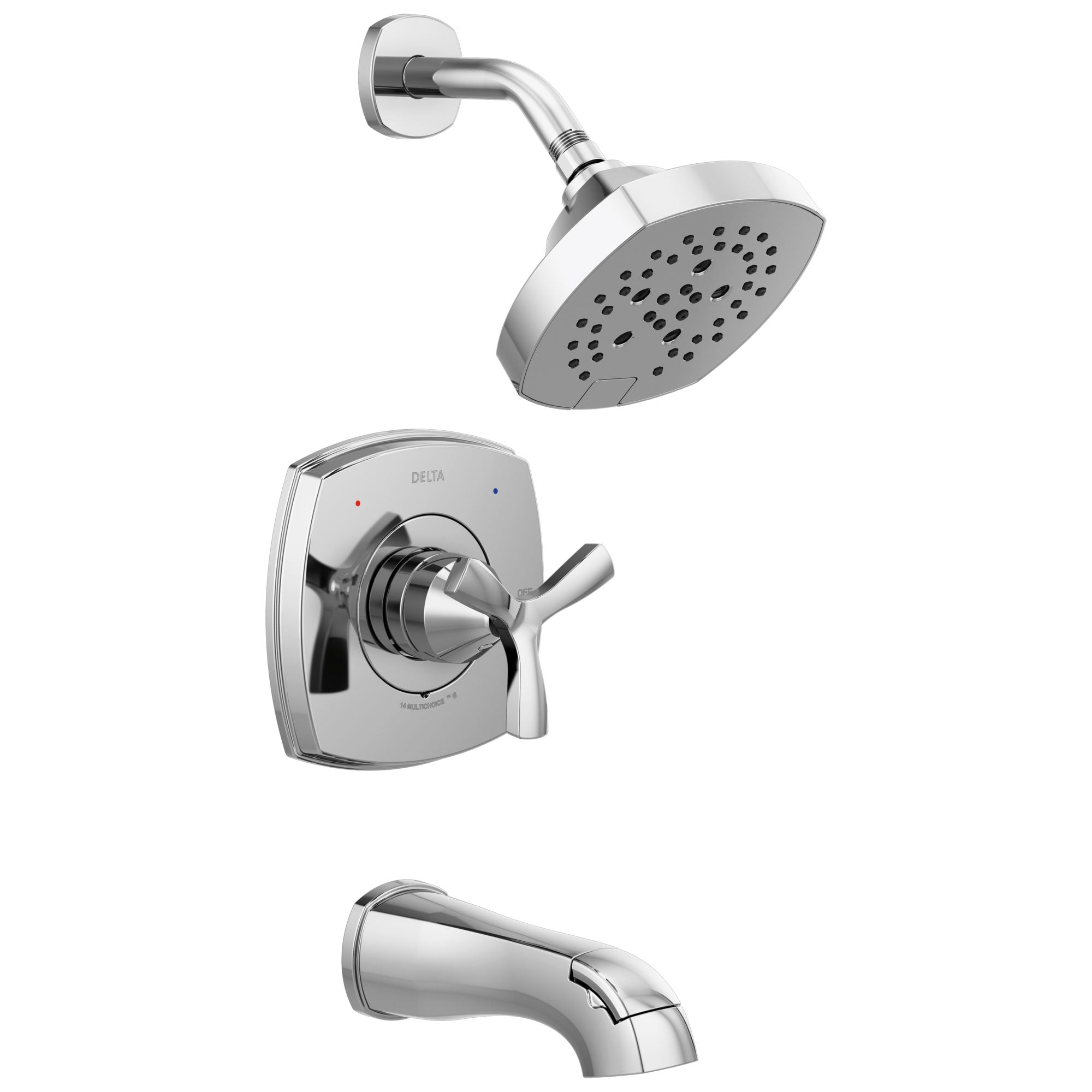 Delta Stryke Chrome Finish 14 Series Cross Handle Tub and Shower Combination Faucet Trim Kit (Requires Valve) DT144766