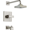 Delta Arzo Stainless Steel Finish Tub and Large Shower Faucet with Valve D270V