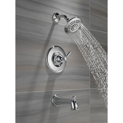 Delta Linden Collection Chrome Finish Monitor 14 Series Contemporary Shower Faucet, Control, and Tub Spout Includes Trim Kit Rough Valve with Stops D2374V