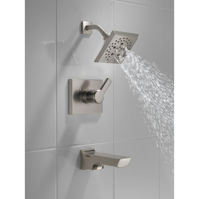 Delta Pivotal Stainless Steel Finish Tub and Shower Combination Faucet Includes Monitor 14 Series Cartridge, Handle, and Valve with Stops D3416V