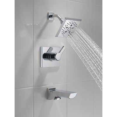 Delta Pivotal Chrome Finish Tub and Shower Combination Faucet Includes Monitor 14 Series Cartridge, Handle, and Valve with Stops D3424V