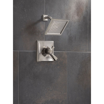 Delta Dryden Collection Stainless Steel Finish Monitor 17 Series Shower Faucet with Double Handle Control Includes Rough Valve with Stops D2344V