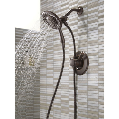 Delta Linden Collection Venetian Bronze Dual Control Shower only Faucet with Handspray and Showerhead Combo Includes Trim Kit and Rough Valve without Stops D2319V