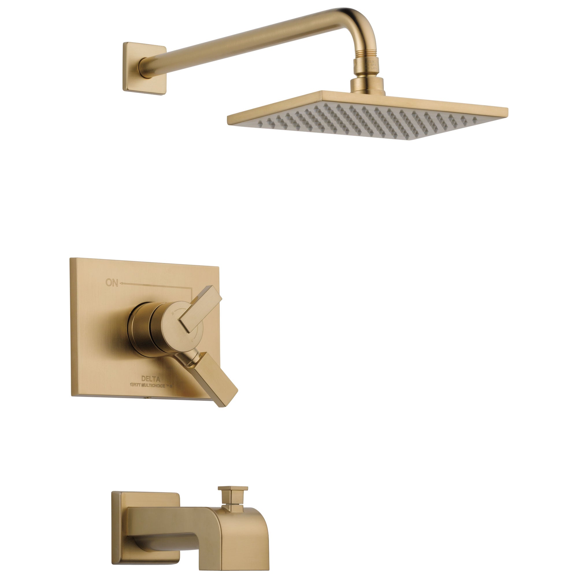 Delta Vero Champagne Bronze Finish Water Efficient Tub & Shower Combo Faucet Includes 17 Series Cartridge, Handles, and Valve without Stops D3347V