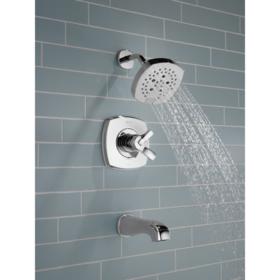 Delta Stryke Chrome Finish 17 Series Tub and Shower Combo Faucet Includes Handles, Cartridge, and Rough Valve with Stops D3336V