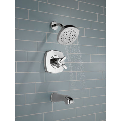 Delta Stryke Chrome Finish 17 Series Tub and Shower Combo Faucet Includes Handles, Cartridge, and Rough Valve without Stops D3335V