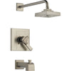 Delta Arzo Stainless Steel Finish Modern Tub and Shower Combo with Valve D406V