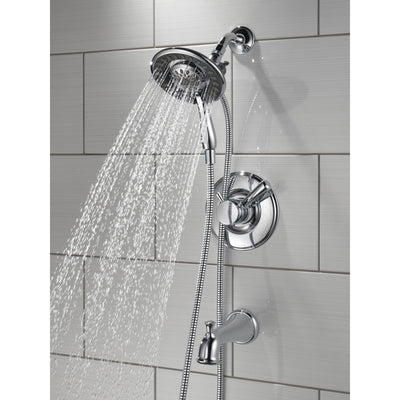 Delta Linden Collection Chrome Dual Temp and Pressure Control Tub and Shower with 2-in-1 Hand Shower / Showerhead Combo Trim (Requires Valve) DT17493I