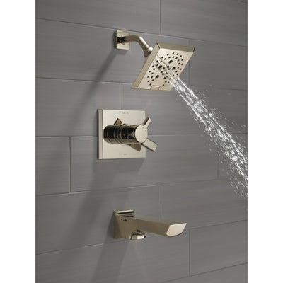 Delta Pivotal Polished Nickel Finish H2Okinetic Tub and Shower Combination Faucet Includes Cartridge, Handles, and Valve with Stops D3324V